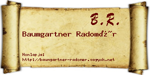 Baumgartner Radomér névjegykártya